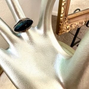 Vintage Brutalist Silver Hawks Eye Ring